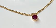 Load image into Gallery viewer, Ruby Solitaire Necklace: 14k Gold Filled Gemstone Choker
