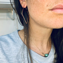 Load image into Gallery viewer, Rose Gold Filled Diamond Hoop Threader Earrings: Hammered Geometric Jewelry
