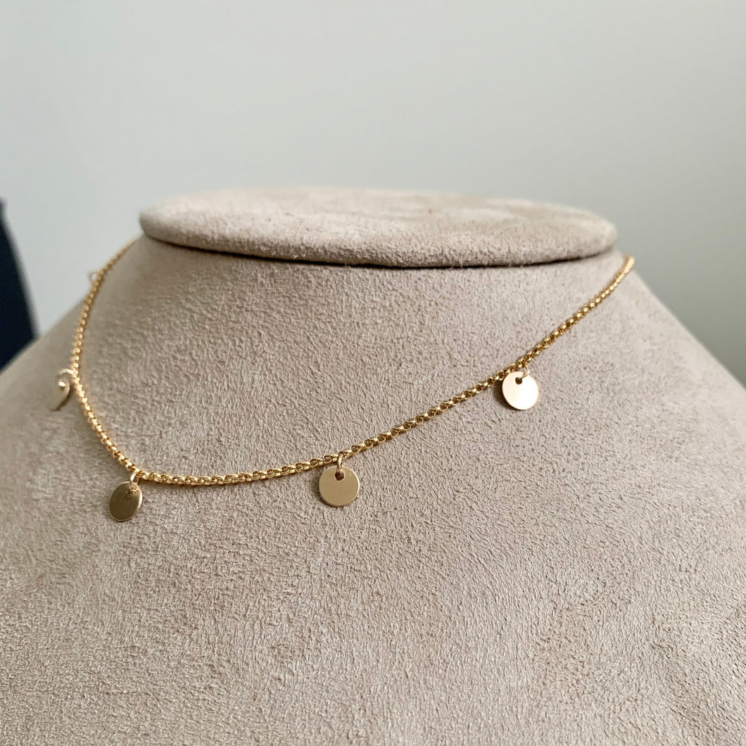 Gold Filled Coin Choker Necklace: Dainty Layering Necklace
