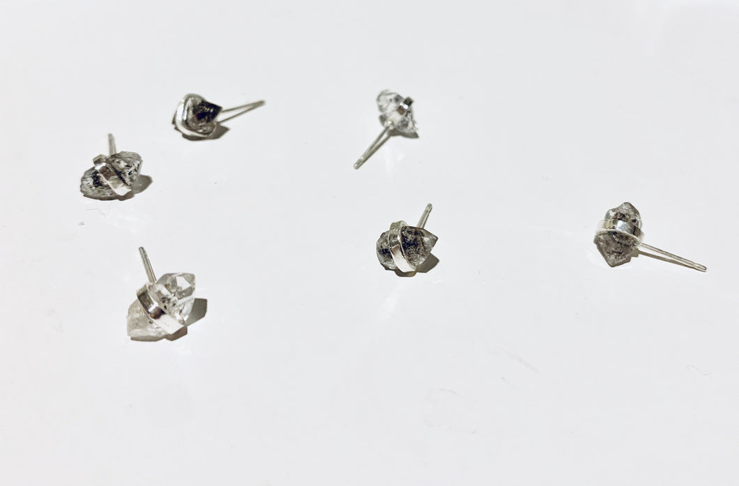 Sterling Silver Herkimer Diamond Stud Earrings: Raw Gemstone Jewelry