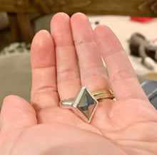 Load image into Gallery viewer, Handmade Pyrite Statement Ring: Sterling Silver Solitaire
