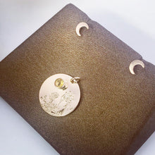 Load image into Gallery viewer, 14kt Gold Filled Crescent Moon Stud Earrings: Textured Minimalist Jewelry
