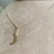 Load image into Gallery viewer, 14kt Gold Filled Crescent Moon Necklace: Hammered Celestial Pendant
