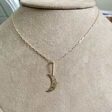 Load image into Gallery viewer, 14kt Gold Filled Crescent Moon Necklace: Hammered Celestial Pendant
