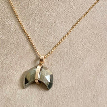 Load image into Gallery viewer, Crescent Moon Pyrite Necklace: 14k Gold Filled Layering Jewelry

