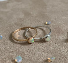 Load image into Gallery viewer, Opal Bezel Ring: Sterling Silver, 14k Gold Filled Stacking Ring
