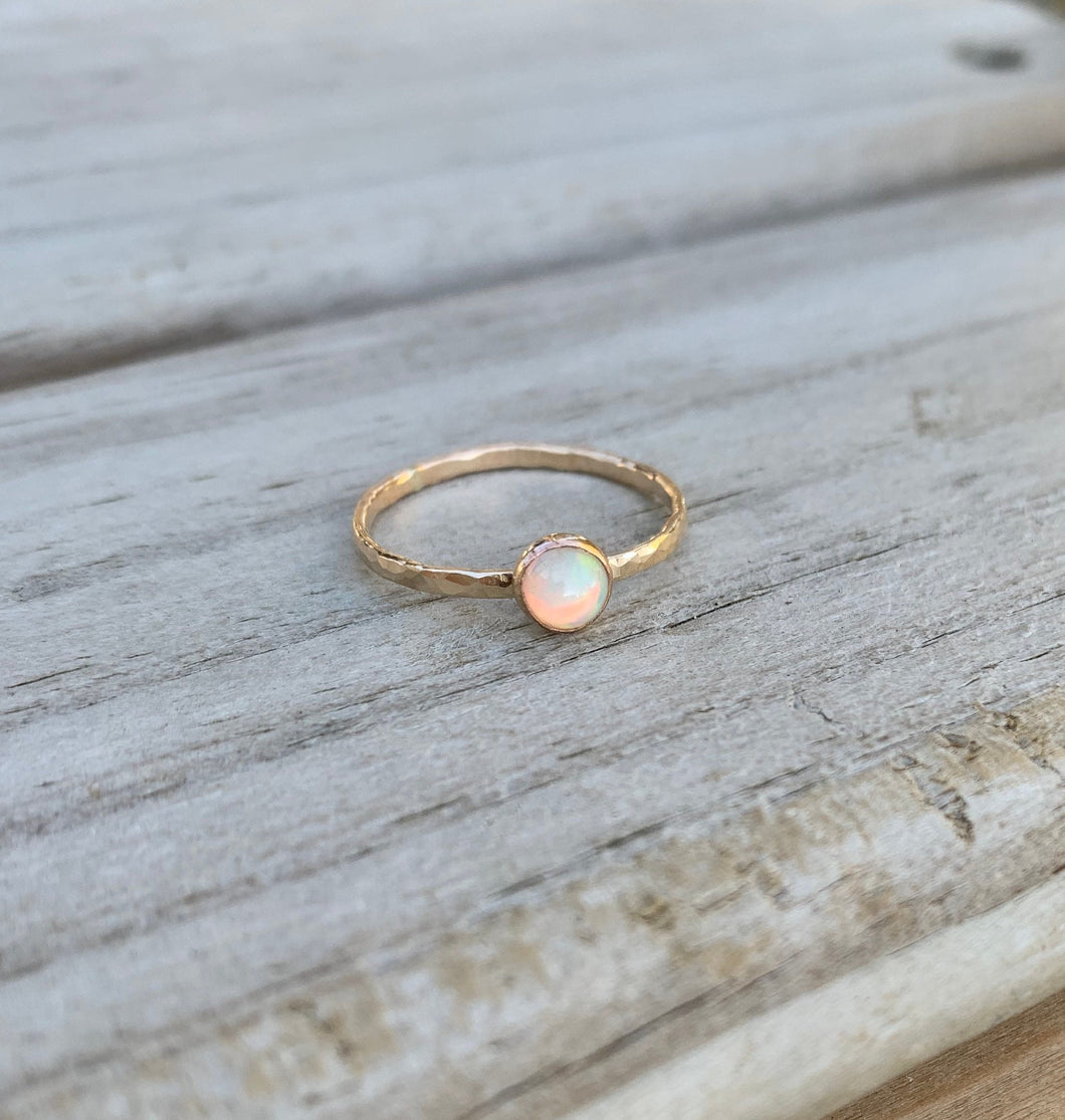 Opal Bezel Ring: Sterling Silver, 14k Gold Filled Stacking Ring