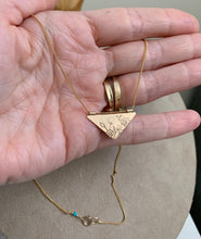 Load image into Gallery viewer, Stamped Wildflower 14k Gold Filled Triangle Necklace
