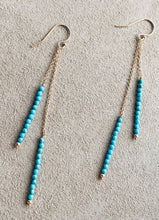 Load image into Gallery viewer, Turquoise Drop Earrings: Gold Filled Dangle Gemstone Jewelry
