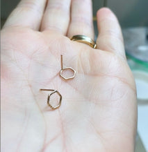 Load image into Gallery viewer, Textured Honeycomb 14kt Gold Filled Stud Earrings: Minimalist Hexagon
