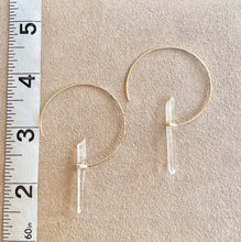 Load image into Gallery viewer, Raw Quartz Crystal Hoop Earrings: 14k Gold Filled Boho Jewelry

