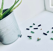 Load image into Gallery viewer, Raw Green Tourmaline Stud Earrings: 14k Gold Filled Birthstone Jewelry
