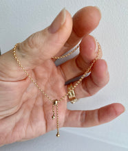 Load image into Gallery viewer, Dainty 14k Gold Filled Slider Bracelet: Adjustable Rolo Chain
