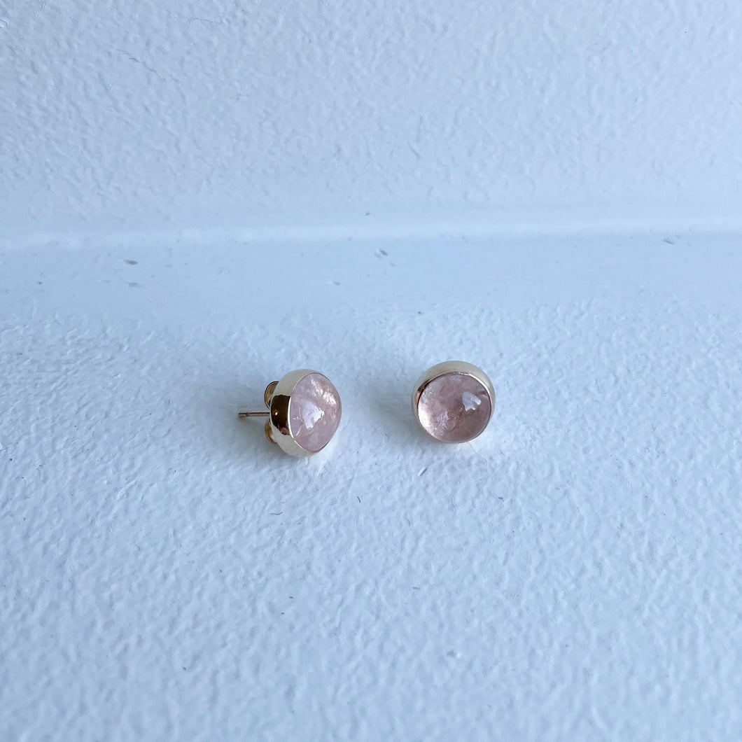 Morganite Stud Earrings: 14kt Gold Filled Bezel Setting, Pink Gemstone