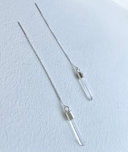 Load image into Gallery viewer, Raw Clear Quartz Sterling Silver Threader Earrings: Crystal Spike Dangle

