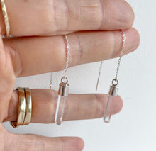 Load image into Gallery viewer, Raw Clear Quartz Sterling Silver Threader Earrings: Crystal Spike Dangle
