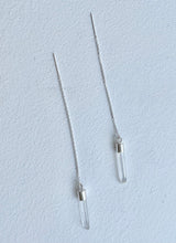Load image into Gallery viewer, Raw Clear Quartz Sterling Silver Threader Earrings: Crystal Spike Dangle
