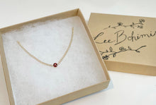 Load image into Gallery viewer, Garnet Solitaire Necklace: 14k Gold Filled Gemstone Choker
