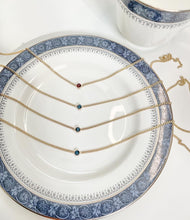 Load image into Gallery viewer, Garnet Solitaire Necklace: 14k Gold Filled Gemstone Choker
