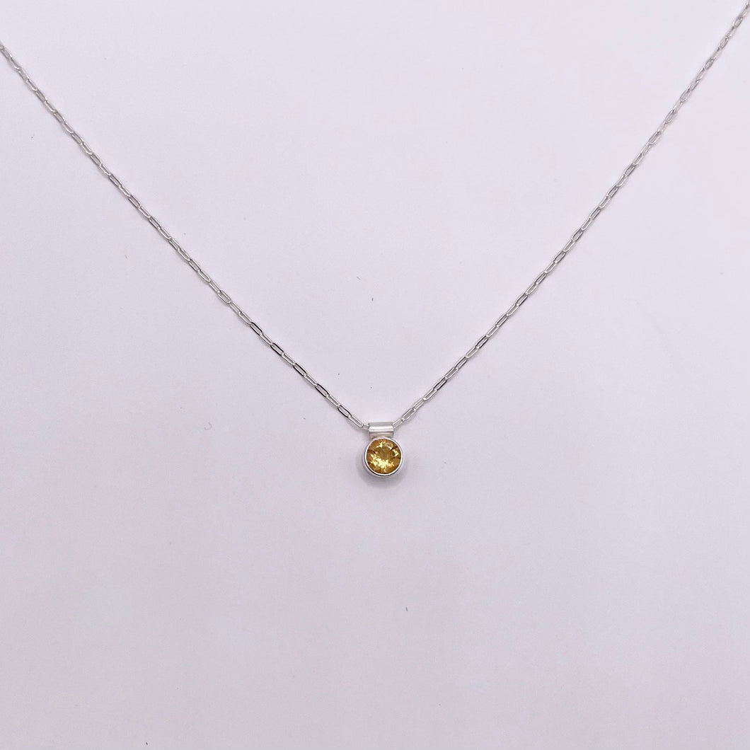 Solitaire Citrine Necklace: Sterling Silver Gemstone Choker