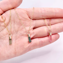 Load image into Gallery viewer, Raw Tourmaline Crystal Necklace: 14k Gold Filled Talisman Pendant
