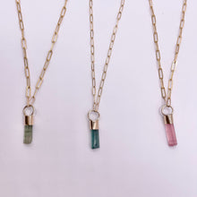 Load image into Gallery viewer, Raw Tourmaline Crystal Necklace: 14k Gold Filled Talisman Pendant
