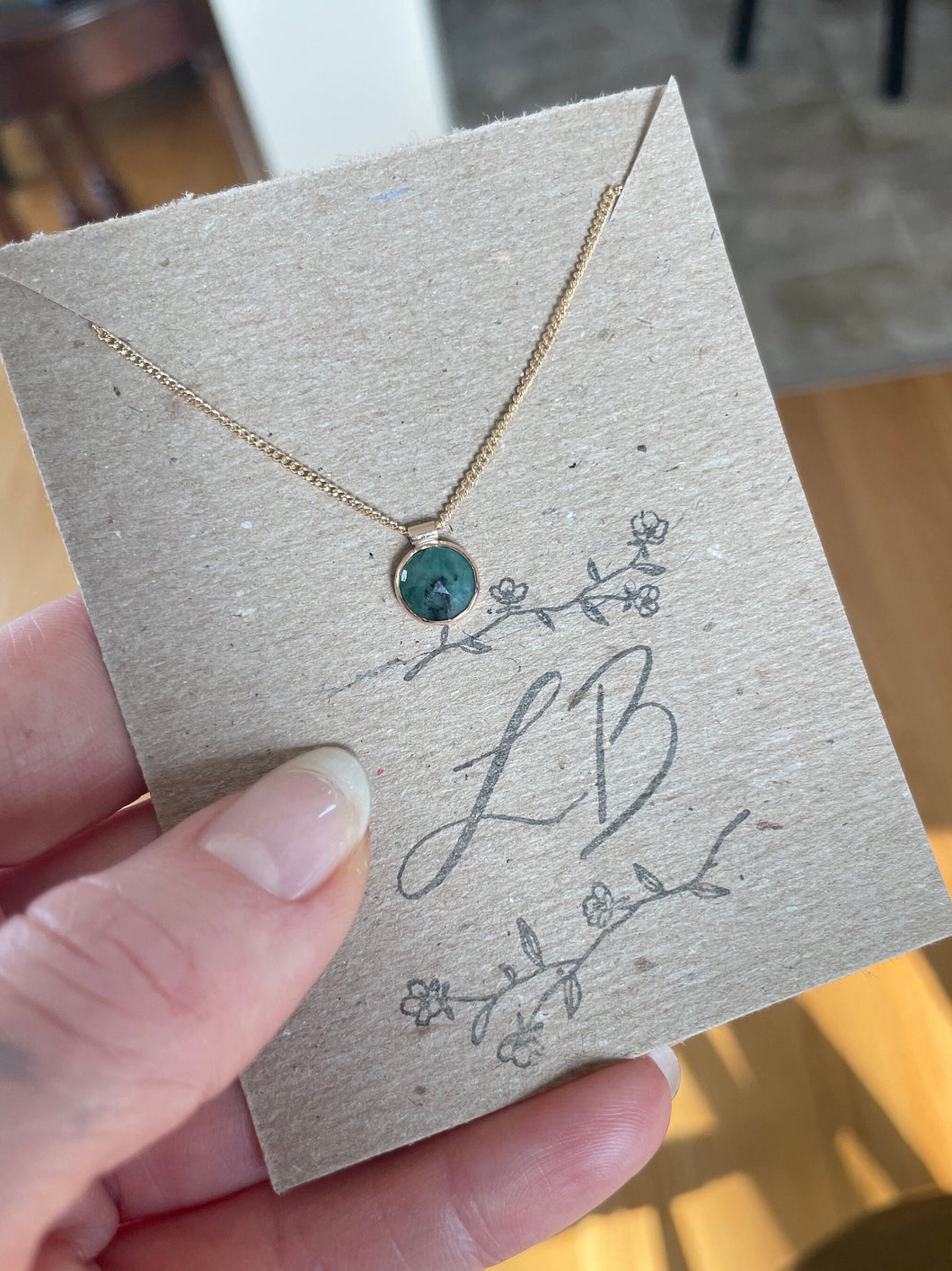 Solitaire Emerald Necklace: 14k Gold Filled Gemstone Choker