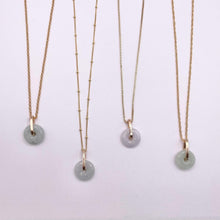 Load image into Gallery viewer, Burma Jade, donut necklace , jade pendant, minimalist jewelry, Lucky stone, lucky loop pendant, gold necklace, Myanmar Jade donut
