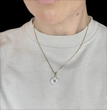 Load image into Gallery viewer, Burma Jade, donut necklace , jade pendant, minimalist jewelry, Lucky stone, lucky loop pendant, gold necklace, Myanmar Jade donut
